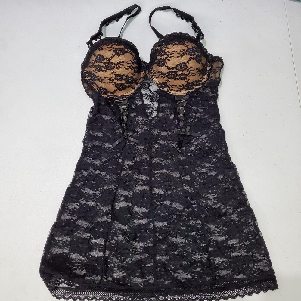 Adoreโ Me Women Sleepwear Medium Black Lace Nightie Padded Underwire